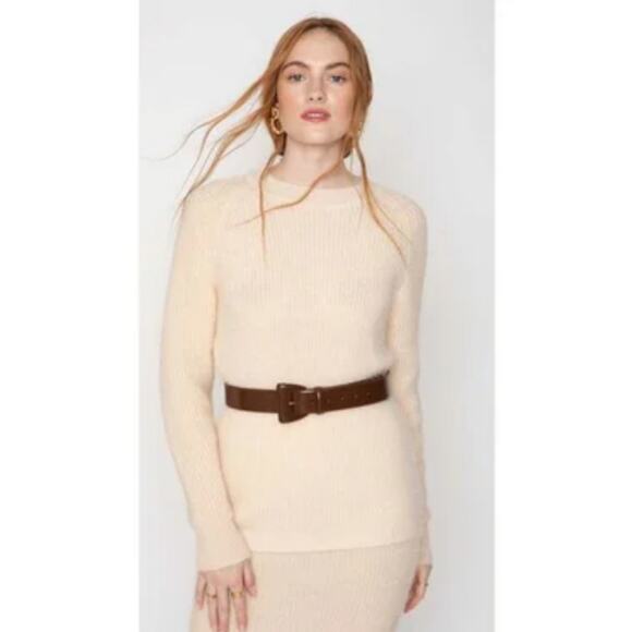 Callahan Revolve Genny Fuzzy Eyelash Knit Midi Skirt Cream White XS Cozy - Picture 4 of 14